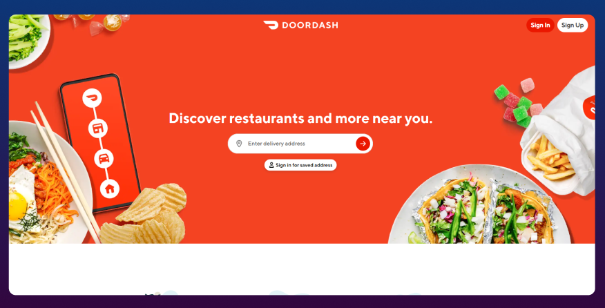DoorDash food delivery app 