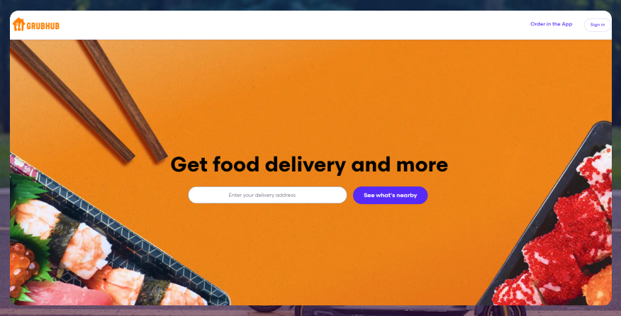 Grubhub online food delivery app 