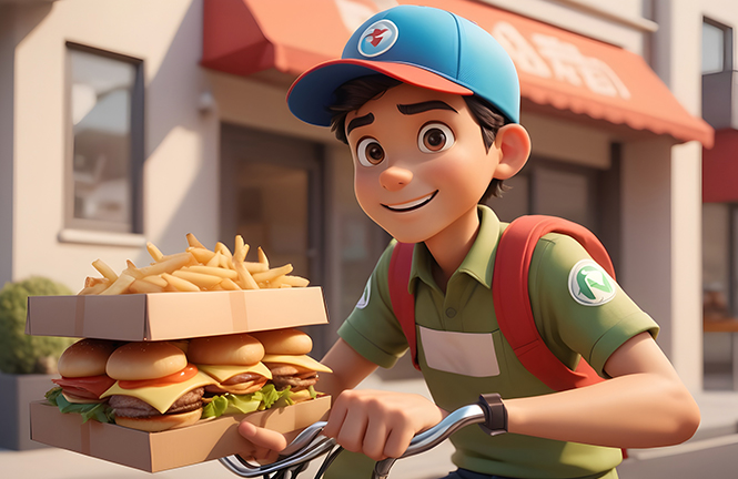 Image of Online Food Delivery Boy